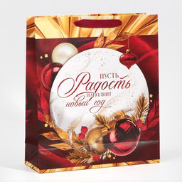 Цена за 2 шт. Пакет подарочный новогодний ламинированный «Радость рядом с тобой», M 26 х 30 х 9 см