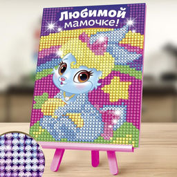 Алмазная мозаика с частичным заполнением на подставке для детей Любимой мамочке!, 10?15 см