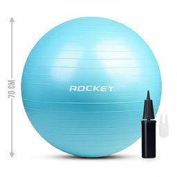 Фитбол 70см ROCKET Антивзрыв, цвет голубой (70-75см1000г)
