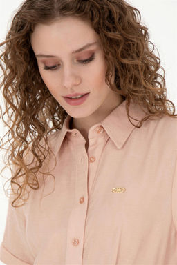 Женское тканое платье цвета лосося - U.s. polo assn фото 2