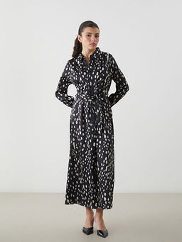 Desenli Saten Kad?n G?mlek Elbise