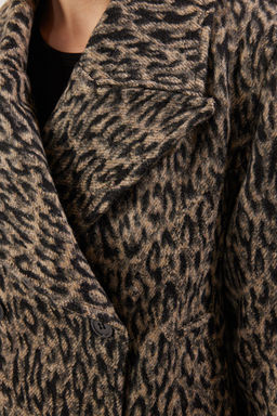 Trendyolmilla Cok Renkli Leopar Desenli Kruvaze Oversize K?sa Kaban TWOSS25KB00002  фото 4