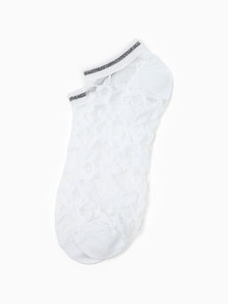 Цена за 2 шт. Носки стеклянные женские Цветочки, набор 2 пары, размер 35-37 (22-25 см), цвет белый, бежевый