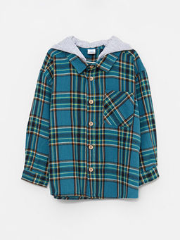 Kap??onlu Uzun Kollu Ekose Desenli Erkek Bebek G?mlek