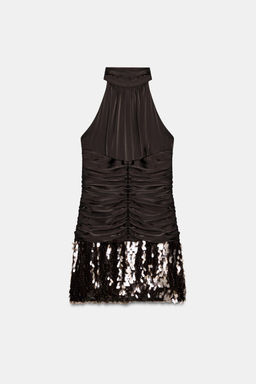 VESTIDO CORTO COMBINADO LENTEJUELAS / Marr?n - Zara фото 8