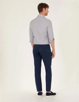Lacivert Slim Fit Keten Kar___ml_ Kanvas Pantolon - Pierre cardin фото 4