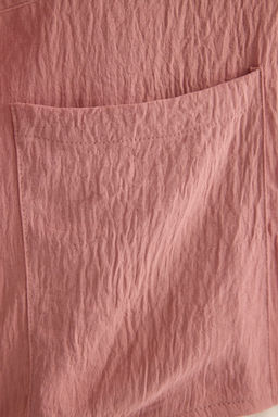 Ac?k Pembe Oversize/Genis Kal?p Fakir Kol Dokuma Gomlek TWOSS20GO0381