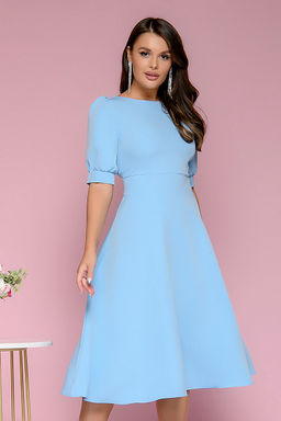 Платье голубое длины миди с фигурным вырезом на спинке - 1001dress фото 4