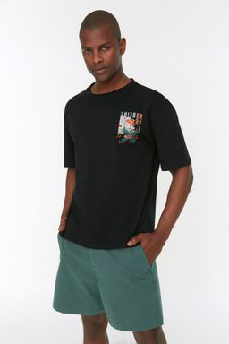TRENDYOL MAN Siyah Oversize/Genis Kesim K?sa Kollu Yaz? Bask?l? %100 Pamuklu T-Shirt TMNSS22TS2223 - Trendyolmilla фото 11