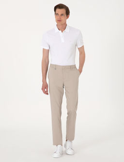 Bej Slim Fit Beli Lastikli Klasik Jogger Pantolon