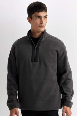 Relax Fit Dik Yaka Fermuarl? Polar Sweatshirt - Defacto фото 2