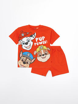 Bisiklet Yaka Paw Patrol Bask?l? Erkek Bebek Ti??rt ve ?ort 2li Tak?m