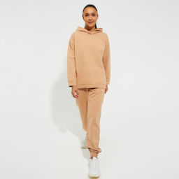 Костюм женский (худи, брюки) MINAKU: Casual Collection, размер 42, бежевый