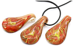 Подвеска из муранского стекла Лист 30*58мм цв.красный