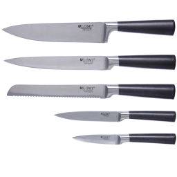 Набор ножей "SHEF" 6предметов (5ножей+подставка), черная ручка