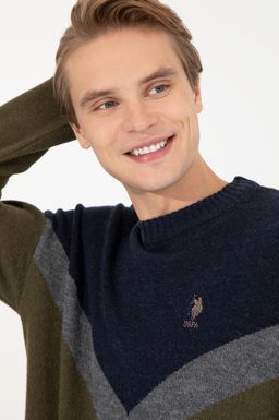 U. S. Polo Assn Мужской вязаный свитер кокосового цвета с круглым вырезом - U.s. polo assn фото 3