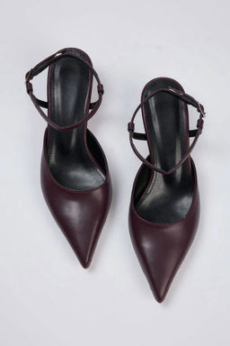 Bordo Bilekten Baglamal? Sivri Burun Kad?n Kitten Topuklu Ayakkab? 
TAKAW26TO00008 - Trendyolmilla фото 2