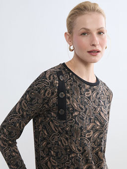 Bisiklet Yaka Desenli Bluz