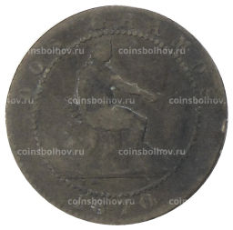 Монета 2 сентимо 1870 года Испания