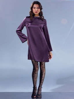 Платье женское мини в сливово-фиолетовом оттенке - Mark formelle фото 2