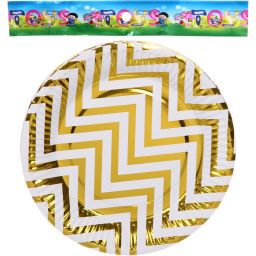 Тарелка бумажная 18 см в наборе 10 шт "Зигзаг", золото