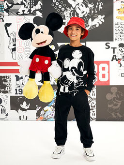 Bisiklet Yaka Mickey Mouse Bask?l? Uzun Kollu Pamuklu Erkek ?ocuk Ti??rt