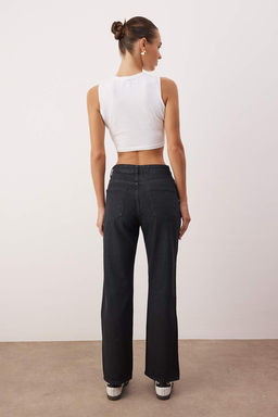 Siyah Yuksek Bel Straight Smoke Jeans TWOAW26JE00158 - Trendyolmilla фото 9