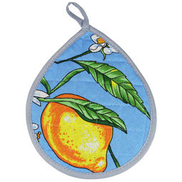 Кухонный комплект Лимон, вид 4: прихватка-варежка 15х30см + прихватка 20х25см форма Капелька, рогожка 171г/м2, хлопок 100%, наполнитель - ватин 280г/м2, на пластмассовом подвесе, Домашняя мода (Россия)  фото 3