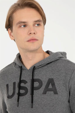 Мужская толстовка с капюшоном цвета антрацит меланж базовая - U.s. polo assn фото 8