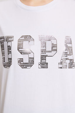 Kad_n Beyaz Bisiklet Yaka Basic Ti__rt - U.s. polo assn фото 7
