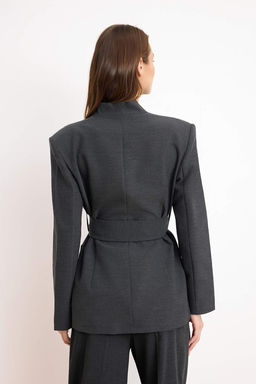 Trendyolmilla Wardrope Essentials  Antrasit Kusakl? Dokuma Kruvaze Blazer Ceket TWOSS26BC00004  фото 6
