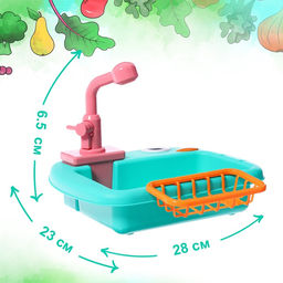 Игровой модуль кухни Раковина-Динозаврик, с набором продуктов МИКС, вода циркулирует - Simaland фото 2