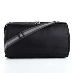 Сумка спортивная на молнии, боковой карман/сетка, регулируемый ремень, маленький размер, чёрная