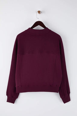 Haki Premium Oversize/Genis Kal?p Dik Yaka Kal?n Ici Polarl? Orme Sweatshirt TWOAW26SW00205 - Trendyolmilla фото 14