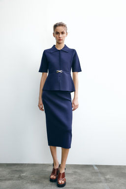PLAIN KNIT BELTED JACKET