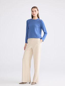 Bisiklet Yaka ?izgili Kad?n Triko Kazak