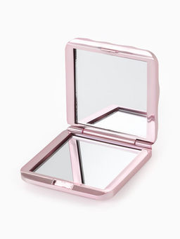 Зеркало складное квадрат (2) с/увел ВОЛНЫ 7,5см пластик розовый пакет QF