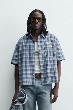 CAMISA BOXY FIT CUADROS / Azul - Zara фото 2