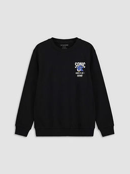 Bask?l? Erkek ?ocuk Kal?n Sweatshirt