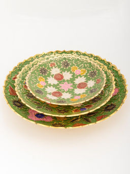 Ваза фруктовница набор из3-х №Фр1554/6 эмаль зеленая) - Ганг фото 2