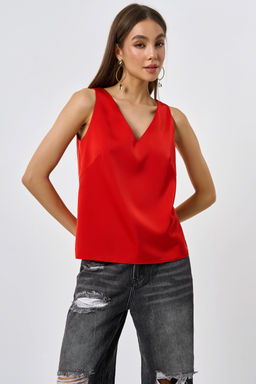 Топ атласный свободного силуэта красный