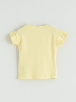 Bisiklet Yaka Bask?l? K?z ?ocuk Ti??rt