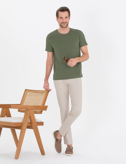 Bej Slim Fit Kanvas Pantolon