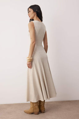 Ozel Koleksiyon Tas Selanik/Triko Gorunumlu Dikis Detayl? Maxi Esnek Orme Elbise TWOAW26EL00065 - Trendyolmilla фото 4