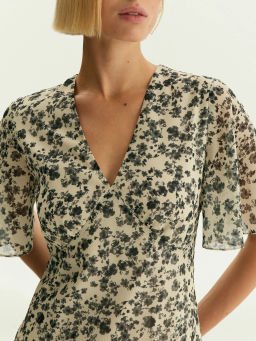 Платье Emka PL1722 миди шифон цветочный принт мультиколор  фото 5