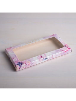 Цена за 5 шт. Коробка для шоколада, кондитерская упаковка с окном, Sweet, 17.3×8.8×1.5 см