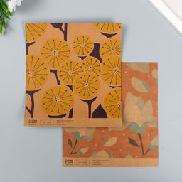 Цена за 10 шт. Бумага для скрапбукинга двусторонняя крафт Цветы, плотность 180 г, 15.5?17 см