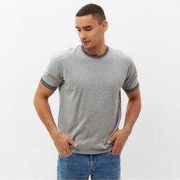 Джемпер мужской короткий рукав MINAKU REGULAR FIT: серый меланж, р-р 44