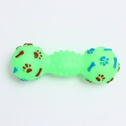 Игрушка пищащая Гантель с лапками для собак, 13 см, зелёная - Пижон фото 2