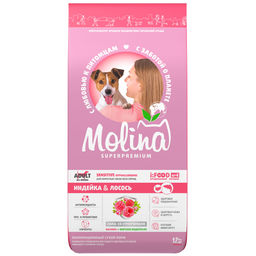 MOLINA, Сухой корм с инд и лососем для взр.собак всех пород SENSITIVE HYPOALLERGENIC, 12 кг, 1065654